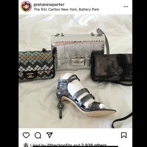 Chanel gunmetal metallic sandals